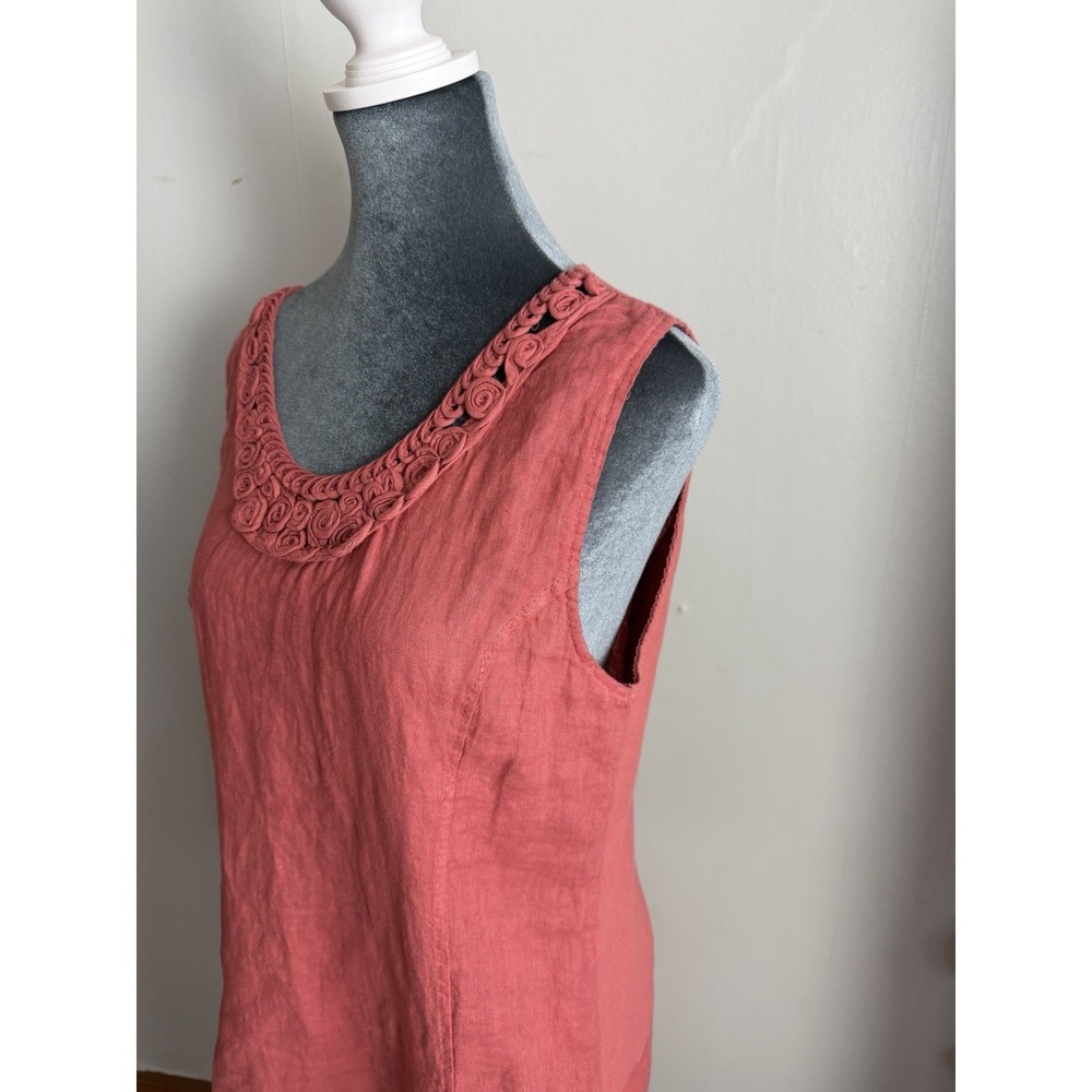 lungo l'arno linen Dress. Pockets Laggenlook Minimalist LG Coral - Picture 2 of 9